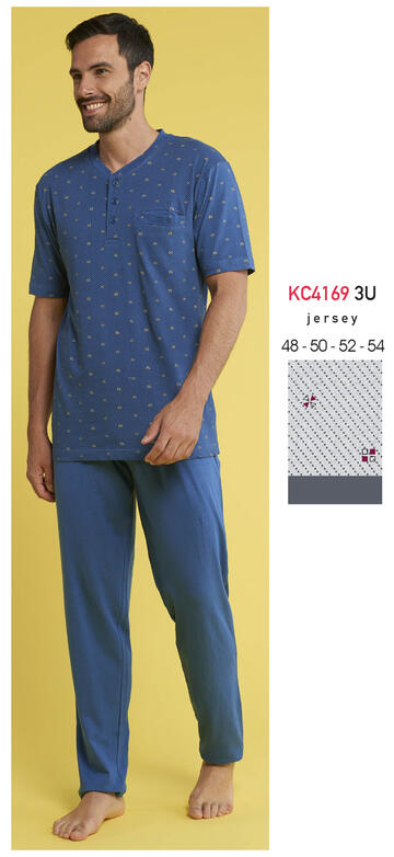 ART. KC4169 3U- pigiama uomo m/m 100% cotone kc4169 3u (3 pz) - Fratelli Parenti